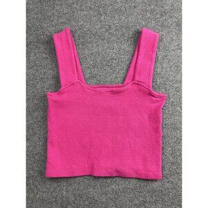 Daily Practice Anthro Crop Tank Top Womens Small Pink Textured Square Neck
